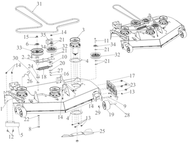 Deck Diagram and Parts List for ZTX5-48KW (47RIAAA6010)(2021) Cub Cadet Lawn Tractor